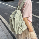 KYLETHOMASW  -  Women's Drawstring Ruched Lightweight Backpack Minimalist Casual Aesthetic Daily Simple Solid Color School Bag New Trend