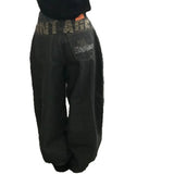 KYLETHOMASW  -  Leopard Print Letter Women's Jeans Casual Style Denim Pants Retro Style Spice Girls Trousers High Waist Solid Color Jeans