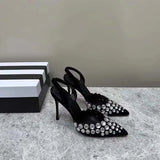 Kylethomasw 2024 Fashion New Super Beautiful Rhinestone Shallow Stiletto Pointed Shoes Women's Roman Cut-out High Heeled Women's Sandals