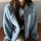 KYLETHOMASW  -  Women Thick Coat Solid Color Fleece Jacket Casual Style Loose Long Sleeve Warm Outerwear Autumn Winter Wear Coat For Ladies