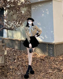 KYLETHOMASW  -  Women Two Piece Outfits Spring Autumn Vintage Fashion Elegant Luxury Coat Tweed Chic Slim Jacket Sexy High Waist Mini Skirt