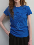 KYLETHOMASW  -  Flower Embroidery Vintage Casual T-shirt Y2k Aesthetic Grunge Slim Fit Women Tops Sumeer Streetwear 3D Decorative Tshirts