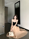 KYLETHOMASW  -  Elegant Mesh Skirt Set Women's Spring New A-Line Pleated Midi Long Skirt Two-Piece Set Fashionable Casual Summer Outfits