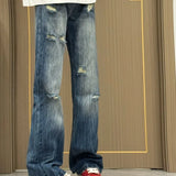 KYLETHOMASW  -  Denim Pants Women Streetwear Blue Holes Spring Autumn Y2k Pantalones De Mujer Korean Fashion Vintage Trousers