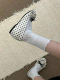 KYLETHOMASW  -  Fashionable Thick Heel Mary Janes Women's Slip-On Shoes Polka Dot  Bow Knot Casual Comfy Footwear Summer Season