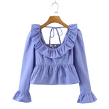 KYLETHOMASW  -  Vintage blouses for women fashion 2024 white ruffle top elegant korean fashion long sleeve blouses women casual shirts elegant