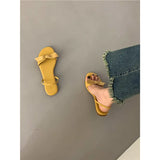 KYLETHOMASW  -  Flat Shoes Female Low Woman's Slippers Luxury Slides Butterfly-Knot 2025 Designer Rome Butterfly-knot Rubber Retro Scandals PU H