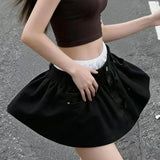 KYLETHOMASW  -  Korean Style Women Patchwork Skirt Detachable High Waist Anti-Exposure A-Line Mini Skirts Spring Summer Casual