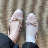 KYLETHOMASW  -  New French-style Round-toe Gentle Bow Low-heel Shallow Single Shoes with Open Back, Single-strap Closed-toe Sandals for Women