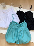 Kylethomasw  Summer Women Korean Fashion Camisole Draped Design Crop Tops Solid Color Gyaru Party Streetwear 2000s Aesthetic Hot Sexy Kawaii