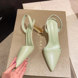 KYLETHOMASW  -  Women Brand Slingback Design Thin Heeled Pumps High Heels Sandals for Woman Slip on Pointed Toe Party Shoes Women D310