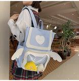 KYLETHOMASW  -  Large Capacity Ita Mochila Transparent Mochilas Preppy Style Mujer School Bag Student Backpack Heart Backpacks