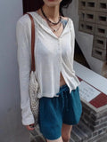 KYLETHOMASW  -  Fashion Simple Thin White Cardigan Tops Mujer Spring Autumn New Hoodie Sweaters for Women Long Sleeve Single Breasted T-shirts