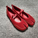 KYLETHOMASW  -  Fashion Split toe Faux suede Patchwork Women Tabi Ballet Flats Spring Autumn Mary Janes Walking Loafers Casual Girls Dance Shoes
