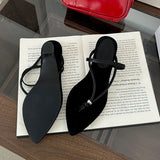 KYLETHOMASW  -  Spring Summer Female Flip flops Women Heeled Slippers Sandals Pumps Fashion Pointed Toe Ladies Low Heel Slides Slippers Shoes