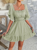 KYLETHOMASW  -  Three Sisters New Fashion Summer Fresh Sweet Birthday Party Holiday Prom Woman Clothing  Solid Color Flare Sleeve Fairy Dress