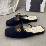 KYLETHOMASW  -  Summer 2025 New Women Flat Slipper Fashion Square Toe Slip On Mules Shoes Soft Flat Heel Outdoor Dress Sandal Slides New Woman