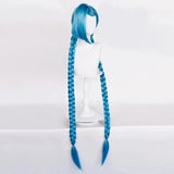 KYLETHOMASW  -  Anime LOL Jinx Cosplay Wig Long Braided Blue Wig with Blue Braid Heat Resistant Synthetic Hair Wigs