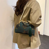 KYLETHOMASW  -  Handbag with Floral Print Gold Ring Handle with Rhinestones & Pearl Chain Tassel Decor Women's Evening Clutch Purse