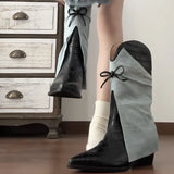 KYLETHOMASW  -  Winter Women Western Cowboy Boots Vintage Pointed Toe Shoes Ladies Thick Heel Short Botas Zapatos De Mujer