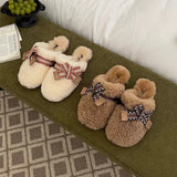 KYLETHOMASW  -  Fashion Women's Slippers Winter Women Sweet Slip-on Slippers Soft Furry Hairy Ladies Causal Flat Plush Slippers Non-slip