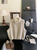 KYLETHOMASW  -  Sweet Winter Korean Sleeveless Flower Print Loose High Strecth All Match Pullover Vests