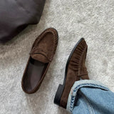 KYLETHOMASW  -  Round-toed loafers for women with pleated low heels Retro Brown Ladies Shoes Woman Fashion Brand Designer Shoes for Women
