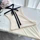 KYLETHOMASW  -  Women Knit Strapless Backless Bowknot Long Midi Dress 2025 Summer Sexy Night Club Party Evening Holiday Street White Dresses