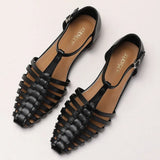 KYLETHOMASW  -  Flat Sandals Women's French Retro Roman Sandals Women's Summer Outer Wear Flat-soled Bag Head Hollow Woven Pig Cage Shoes Women
