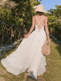 KYLETHOMASW  -  Women Vacation Clothes White Asymmetrical Sexy Sling Backless Bandage Slim Long Dress Elegant Party Birthday Vestidos Robe Beach
