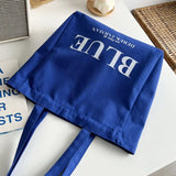 KYLETHOMASW  -  Blue Canvas Tote Bag Letter Printing Student Schoolbag With Zipper Shoulder Shopping Bags For Woman