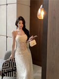 KYLETHOMASW  -  Sexy Lace Hollow Out Womens Dresses Elegant Camisole Sleeveless Princess Evening Party Dress Summer Office Ladies Chic Vestidos