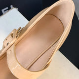 KYLETHOMASW  -  Red Patent Leather Mary Jane Pumps for Women Strap Buckle Chunky High Heels Shoes Woman Platform Pump Burgundy Party 43