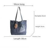 KYLETHOMASW  -  Denim Large Capacity Bag Shoulder Bags Casual Tote Spacious Durable Bolsos mujer Bolsa Comfortable Bolso New Fashion Bolsas