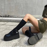 KYLETHOMASW  -  Street Style Autumn Winter Women Knee High Boots Fashion Slip On Platform Heels Concise Long Botas De Mujer