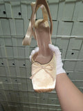 KYLETHOMASW  -  Summer New French Girls' Ballet High Heels Satin Ribbon Ballet Bow Hooded Sandals