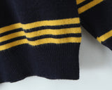 KYLETHOMASW  -  American Retro Lapel Collar Knitted Sweater For Women Long Sleeve Casual Loose Autumn Striped Pullovers
