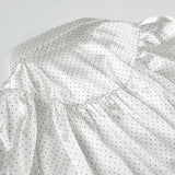 KYLETHOMASW  -  Polka dot short sleeved breasted shirt design with a cinched waist and tie, light and mature satin short commuter top