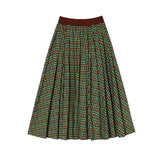 KYLETHOMASW  -  Large Vintage Plaid Skirts for Woman Autumn New Design Pleated Skirt Korean Fashion Faldas Long Elastic Waist Skirts