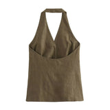 KYLETHOMASW  -  Color Single Breasted Vest Minimalist Casual Pants Retro Linen Texture Coffee Two Pieces Set Women Straight Leg