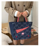 KYLETHOMASW  -  Contrast Plaid Bags for Woman Underarm Shoulder Bag Apple Pattern Bolsos mujer Tote Sac Femme Commuter Bolsas Youth Bolsa