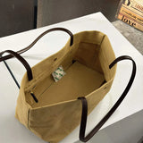 KYLETHOMASW  -  Minimalist Canvas Shoulder Tote Bag Women Thin Pu Strap Snap Button Small Handbag Daily Commute Shopping Casual Underarm Purse