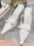 KYLETHOMASW  -  One Line Buckle High Heels Women's Slim Heels New Summer Style Bow Tie Wrap Hollowed Out Patent Leather Sandals