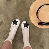KYLETHOMASW  -  Fashion Shoes for Women Star Bow Ballet Flats Soft Leather Round Toe Slip on Flat Shoes Casual Fashion Footwear Zapatos Mujer
