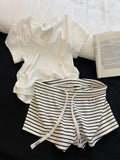 KYLETHOMASW  -  Pure Cotton Summer Spwear Women's Loose Fit ort Sve Pants Home Wear Comfortable Breathable Stripe Pattern Suitable