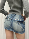 Kylethomasw  Summer Woman Y2k Denim Skirt Low Rise Jean Cargo Skirt Zipper New Design Mini Sexy Hot Gyaru Aesthetics American Style Punk