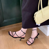 KYLETHOMASW  -  Fashion Womens Shoes 2025 Sandals Stiletto Heels Suit Female Beige All-Match Luxury Girls Low New Comfort High Retro Summer