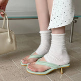 KYLETHOMASW  -  Street Style Fashion Thin Low Heels Slippers Square Head Clip Toe Sandals Female Mules Slides Shoes Beach Flip Flops