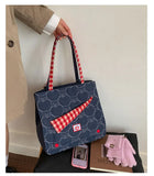 KYLETHOMASW  -  Contrast Plaid Bags for Woman Underarm Shoulder Bag Apple Pattern Bolsos mujer Tote Sac Femme Commuter Bolsas Youth Bolsa