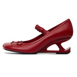KYLETHOMASW  -  Sweet Bow Decoration Strange Heel Round Toe Mary Jane Shoes for Women Street Style Designer High Heels Elegant Party Dress Shoes
